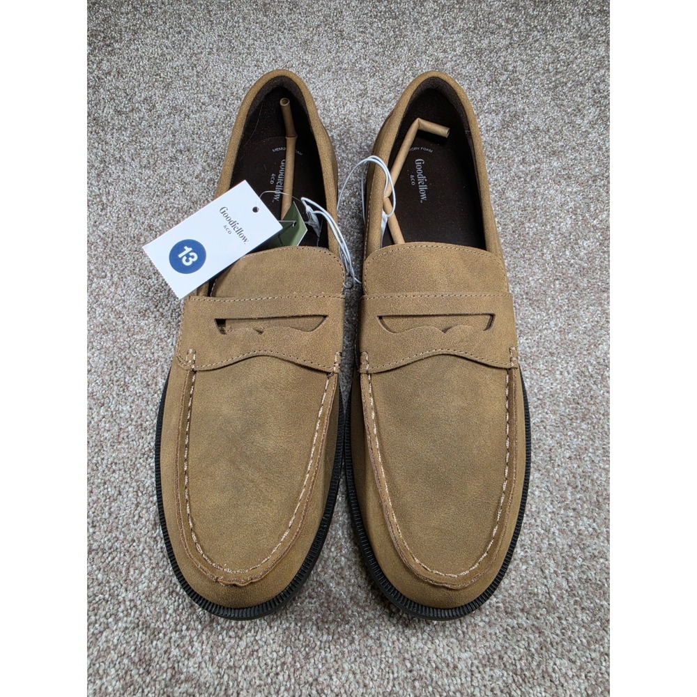 Goodfellow & Co Mens Penny Loafers Size 13 Brown Faux Suede Memory Foam NWT
